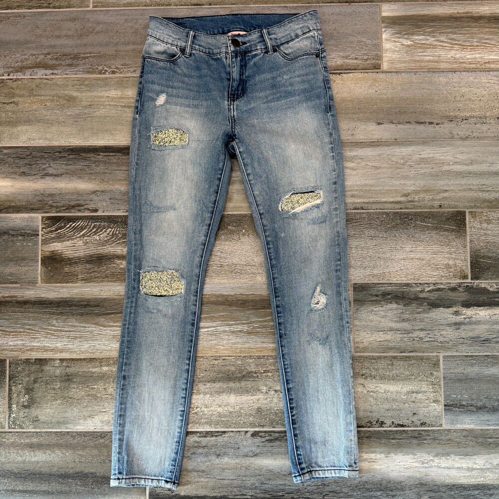 Juicy Couture Rhinestone Embellished Skinny Jeans Faded Wash Size 2